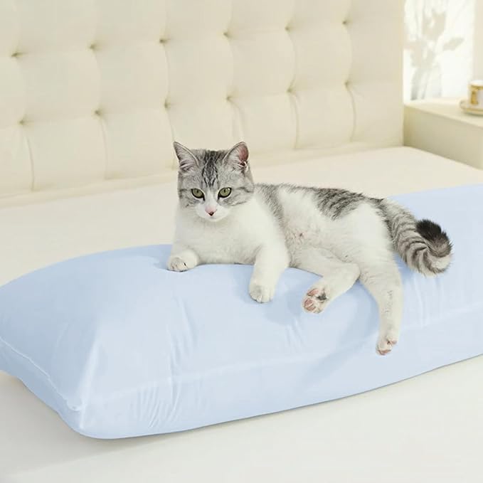 Body Pillow Insert - Breathable Full Body Pillow for Side Sleeper - Soft Long Bed Pillow for Adults - 20 x 54 inch-Blue