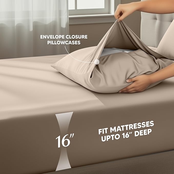 Utopia Bedding Twin XL Sheet Set – 3 Piece Bed Sheets for Twin XL Size Bed, Soft and Breathable Microfiber, Includes 1 Fitted Sheet, 1 Flat Sheet and 1 Pillowcase – Oeko Tex (Beige)