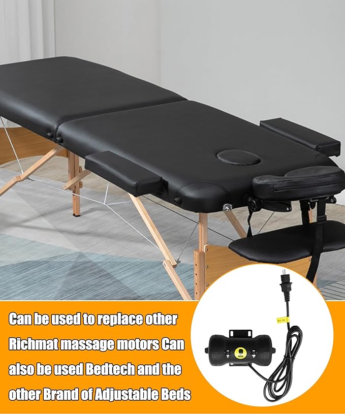 Adjustable Bed Massage Motor Replacement for Richmat HJM2, Head Zone Vibration Motor with Metal 2-Pin Plug