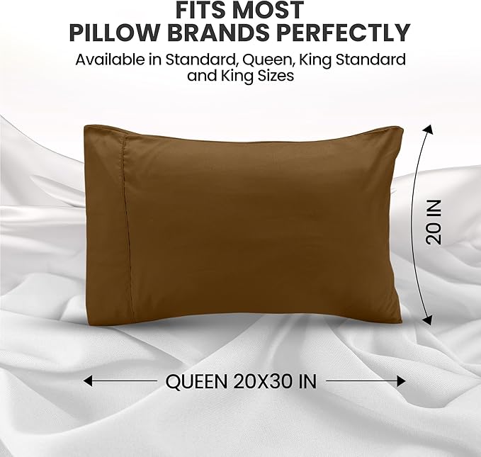 Utopia Bedding Queen Pillow Cases - 2 Pack - Envelope Closure - Soft Brushed Microfiber Fabric - Shrinkage and Fade Resistant Pillow Covers Queen Size 20 X 30 Inches (Queen, Mocha)