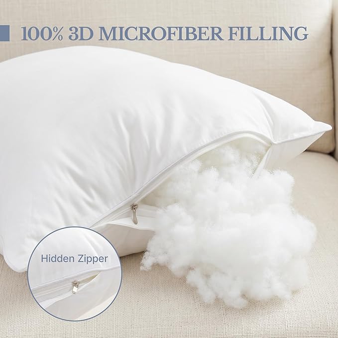 Leeden 14 x 22 Pillow Inserts (Set of 2) - Throw Pillow Inserts with 100% Cotton Cover - Rectangle Interior Sofa Pillow Inserts with Zipper for Sofa, Couch and Home Decor- White
