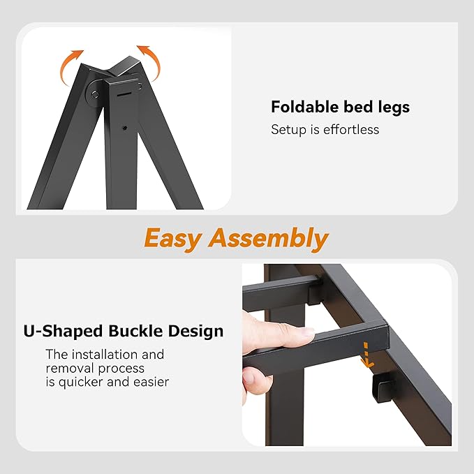 NKZ Twin Platform Bed Frame 4 Inch, Heavy Duty Metal Low Profile Bed Frame with Round Corner Legs, 3500lbs Weight Capacity Reinforced Frame, No Box Spring Needed，Noise-Free, Easy Assembly