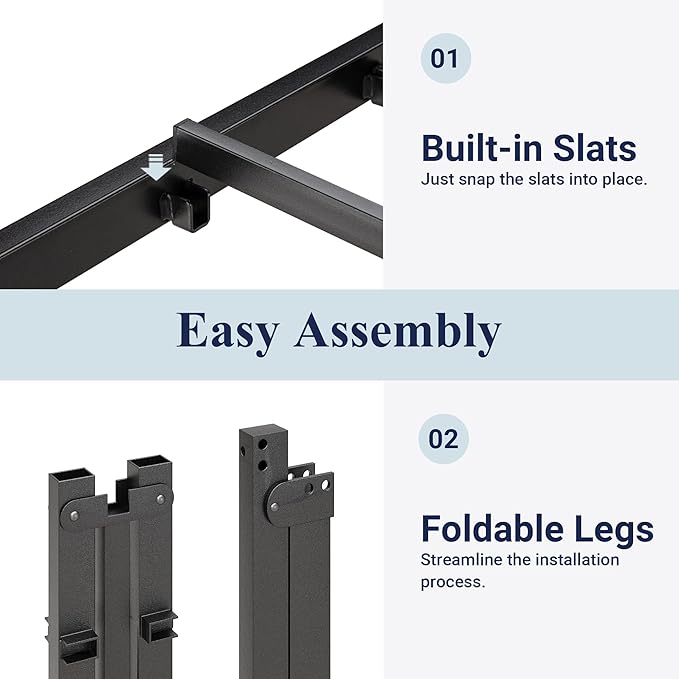 Allewie Full Size Bed Frame, 12 Inch Metal Platform Beds with Storage Space, No Box Spring Required and Easy Assembly, Black