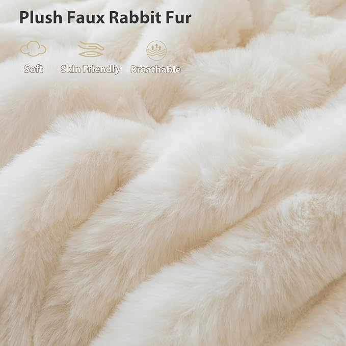 LIFEREVO Fluffy Faux Rabbit Fur Body Pillow Cover, Luxury Ivory Bubble Shaggy Plush Bed Body Pillowcase with Zipper Closure, Long 20"x54" Fuzzy Furry Pillow Case for Adults Kids Girls Teens, Beige