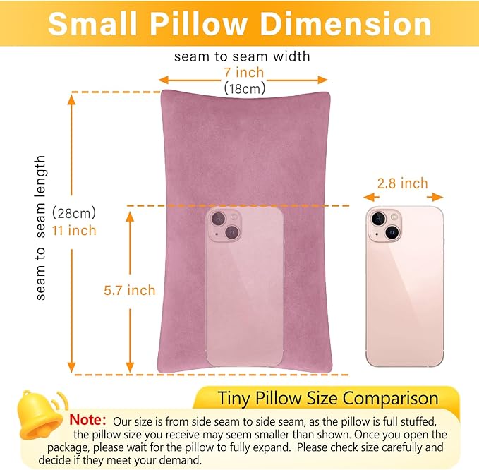 1 MIDDLE ONE 2 Pack Small Pillow, Memory Foam Mini Pillow 11 X 7 Inches for Travel, Sleeping, Nap and Neck, Knee, Lumbar Support, Tiny Cushion for Pet, Dogs (Purple)