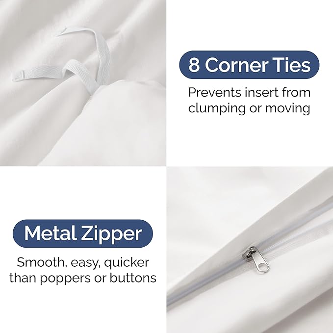 Duvet Cover King Size Set - Extra Soft King Duvet Cover 104" x 90" with 2 Pillow Shams - Hotel Luxury, Easy Care & Fade Free with Zipper Closures & Ties - Comfy, Cozy and Breathable (Antique White)