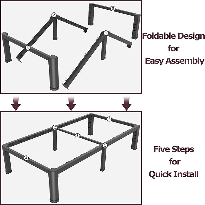 Bilily 18 Inch Twin Bed Frame Metal Platform with Round Corner Legs,3500 LBS Heavy Duty Steel Slats Support,Headboard Compatible,No Box Spring Needed,Easy Assembly,Mattress Retainer,Underbed Storage