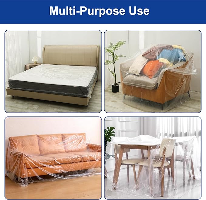 TopSoon 2PK Clear Plastic Mattress Bag - Moving & Storage Cover for Mattress or Box Spring - Heavy-Duty Disposal Supplies (1.5mil, Twin 39" x 14" x 96")