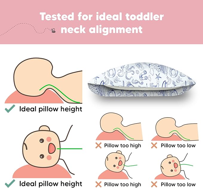 Toddler Pillow with Pillowcase - 13x18 My Little Dreamy Kids Travel Bed Pillows for Sleeping, Organic Cotton Small Pillowcase, Soft & Breathable, Machine Washable, Toddlers 2-5 years old (Nautical)