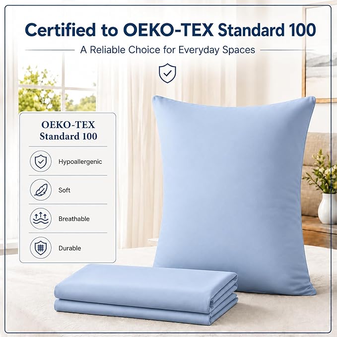 ZPECC Pillow Cases Standard Size Set of 12, 20x26 Envelope Closure Pillowcases, Soft Plain Brushed Microfiber Covers Hypoallergenic Breathable, Light Blue