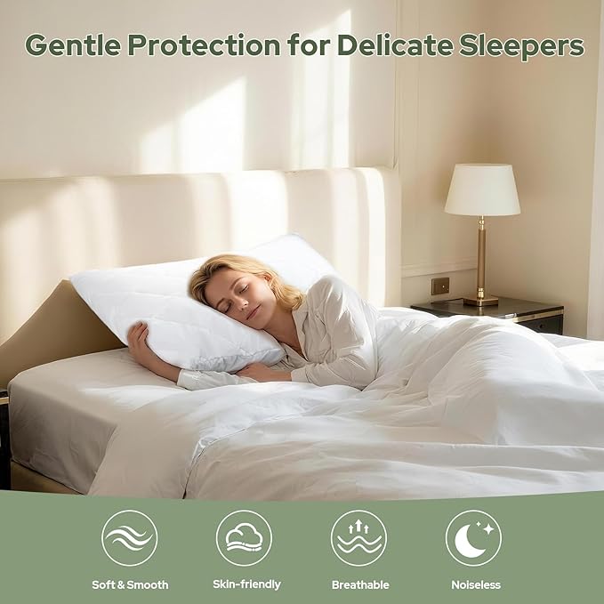 CoolShields Premium 100% Cotton Waterproof Pillow Protectors with Zipper, Breathable & Noiseless, Hypoallergenic Soft Skin-Friendly Surface for All-Night Comfort, King Size - 20”x36” (2 Pack)