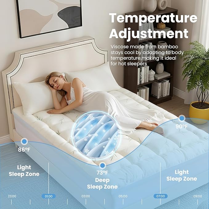 Sweetcrispy Dual Layer Full Memory Foam Mattress Topper, 2 Inch Gel Memory Foam Plus 1 Inch Alternative Pillowtop Mattress Pad Cover, Cooling Bed Topper for Pressure Relief