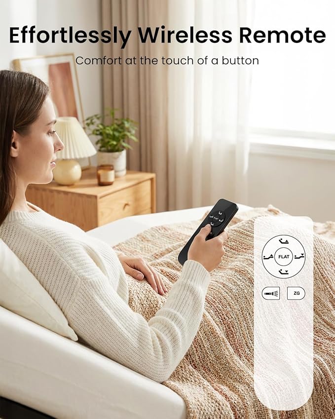 Mixcous Adjustable Bed Base – Electric Queen Adjustable Bed Frame with Zero Gravity, Head & Foot Lift, Remote Control, Quiet Motor, Compatible with Memory Foam & Hybrid Mattresses, Easy Assembly