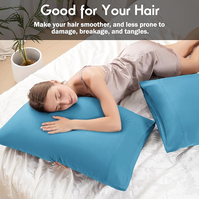 Pillowcases Queen Size 2 Pack, Viscose Cooling Pillow Cases with Envelope Closure, Cool & Breathable Pillow Cover for Hot Sleepers and Night Sweats, 20" x 30"