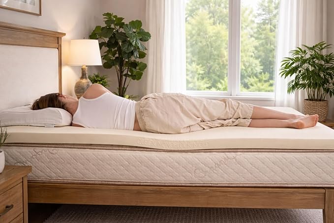 Premium GOLS Certified Natural Latex Mattress Topper, Soft and Breathable Bed Topper for Pressure Relief (Full, 2" Topper Medium Firm)