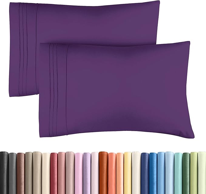 King Standard Pillow Cases Set of 2 - Ultra-Soft Hotel Quality Pillowcase Covers - Comfy, Cozy & Fade Free - Wrinkle Resistant - Machine Washable Pillow Protectors - 2 Piece Set - King Standard Purple