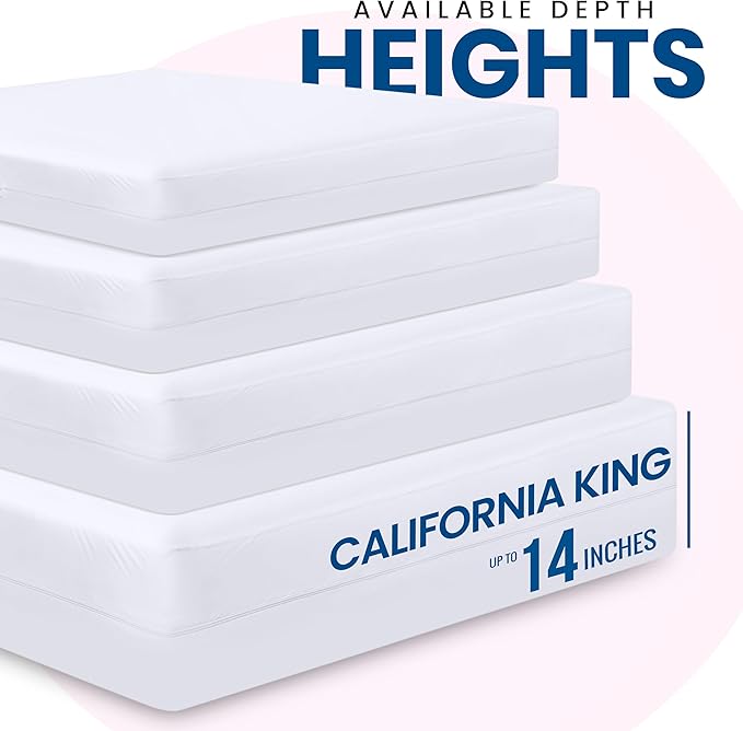 Utopia Bedding Premium Waterproof Bed Bug Mattress Cover, California King Zippered Mattress Protector, 14 Inches Deep, Dust Mite Proof 6-Sided Mattress Encasement for Bed