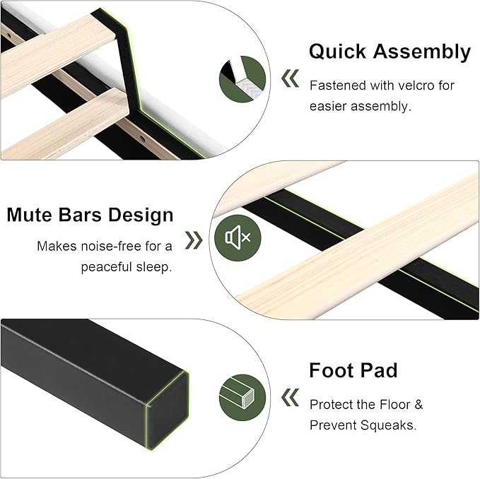 Feonase Queen Platform Bed Frame, Velvet Upholstered Queen Bed Frame, Solid Wood Slats & Heavy Duty Feet Support, No Box Spring Needed, Noise-Free, Easy Assembly, White