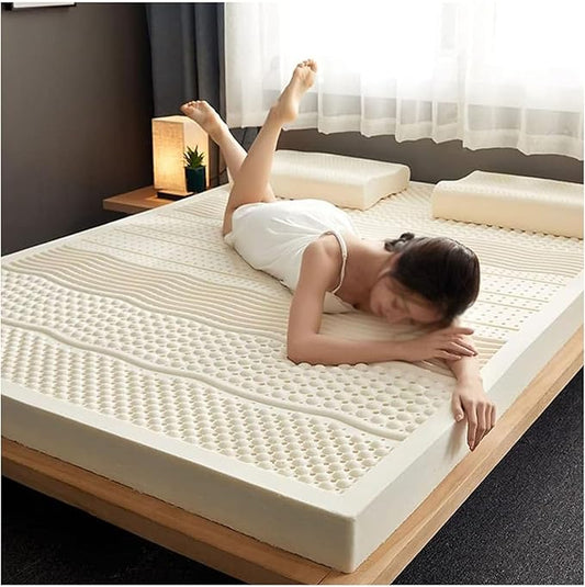 Medium Firm Feel Latex Mattress, Natural Latex Full Mattress Pure Green Natural Latex Mattress Pressure Relief for Side Sleepers Zonal Support Durable and Breathable,King,76"×80"×1"