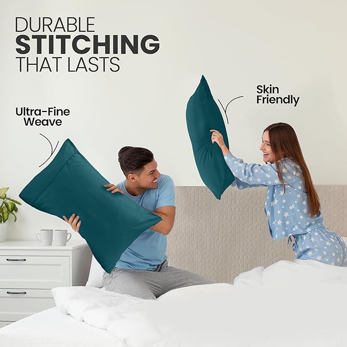 Utopia Bedding Pillow Cases Standard Size 2-Pack – Soft Brushed Microfiber – Envelope Closure – Perfect for Hospitals, Hotels, Guest Rooms – Oeko-TEX Certified, 20x26 Inches (Teal)