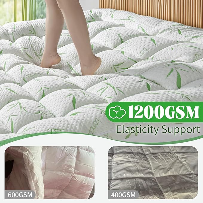 Mattress Pad Queen Size,Cooling Mattress Topper,2In Extra Thick Pillow Top for Back Pain with 8"-18" Deep Pocket(60"x80")