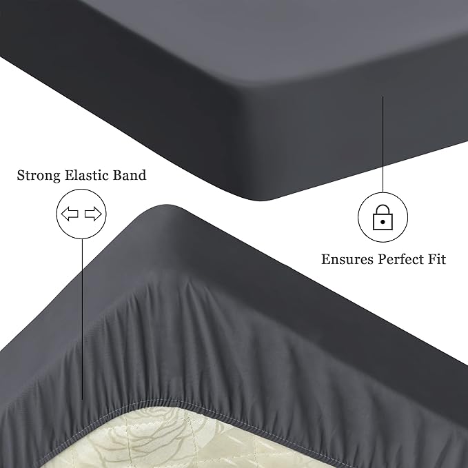 Sufdari Full Size Mattress Protector,Waterproof Mattress Protector,Fitted Sheet Style Mattress Cover with 18" Deep Pocket,Washable and Comfortable-Deep Gray,Full