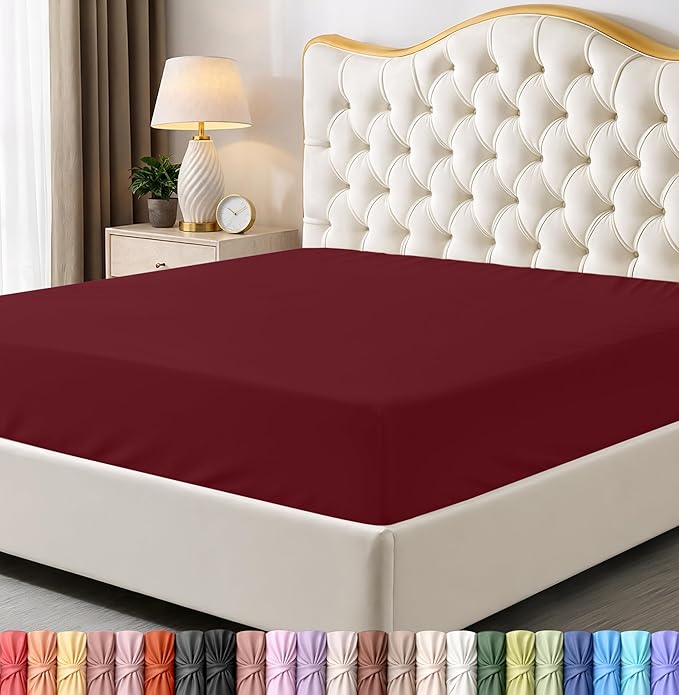 Utopia Bedding Queen Fitted Sheet - Bottom Sheet - Deep Pocket - Soft Microfiber - Shrinkage and Fade Resistant - Easy Care -1 Fitted Sheet Only (Red Burgundy)