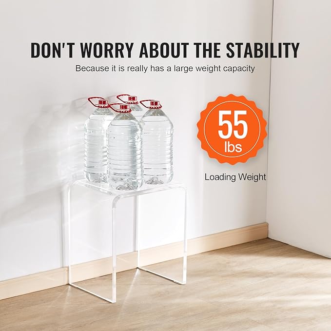VEVOR Acrylic Side Table Set of 2, U- Shaped Coffee Table, Clear Acrylic End Table with Waterfall Edges for Drink, Food, Snack Used in Living Room & Bedroom