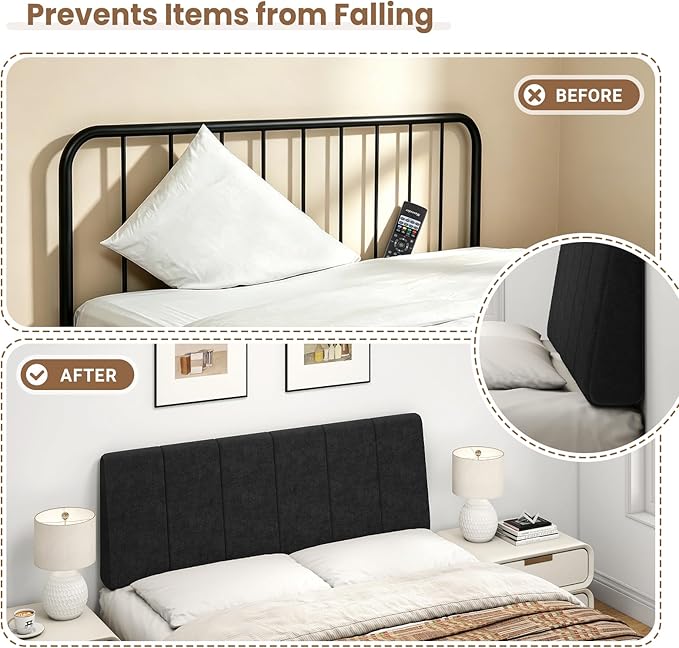 Full Size Headboard Only-No Assembly, Upholstered Headboard Full Size Linen Fabric Modern Style Headboards Extra-Thick, Black