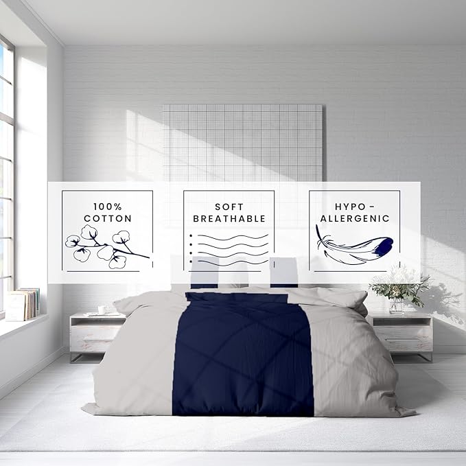 Kotton Culture 3 Pc King Size Duvet Cover Set- 100% Egyptian Cotton 600 Thread Count Ultra Soft Premium Durable Comforter Cover Zipper Closure & Corner Ties (Dashing Blue, King 104"x94")
