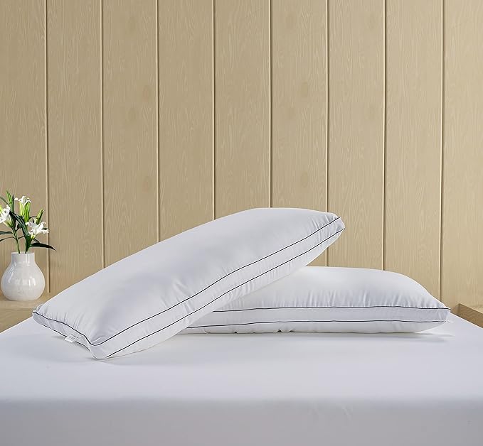 LANE LINEN Bed Pillows Standard Size Set of 4-20"x26" Medium Firm Down Alternative Pillows for Sleeping, Hotel Quality Back Stomach or Side Sleeper 4 Pack Pillow, Cooling Soft Easy Care - White