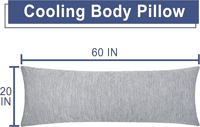 DWCN Cooling Body Pillow for Adults, 20x60 Inch Light Grey - Shredded Memory Foam Body Pillow with Removable & Adjustable Filling, Full Body Support for Side Sleepers, Pregnancy & Pain Relief