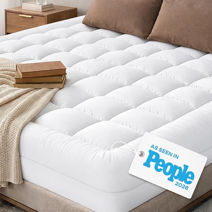 Niagara Sleep Solution Cloud-Like Twin Mattress Topper - 100% Cotton Top Mattress Pad for Back Pain Relief - Breathable & Naturally Cooling for Hot Sleepers, White