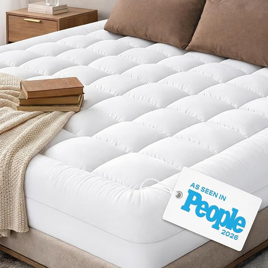 Niagara Sleep Solution Cloud-Like California King Mattress Topper - 100% Cotton Top Mattress Pad for Back Pain Relief - Breathable & Naturally Cooling for Hot Sleepers, White