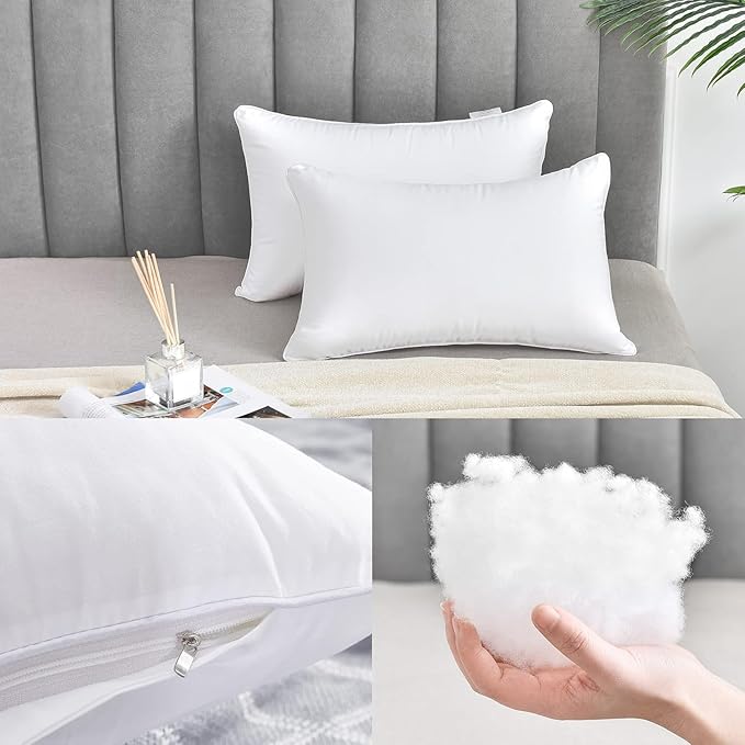 FAVRIQ 14 x 22 Pillow Inserts (Set of 2) - Premium Square Interior Sofa Throw Pillow with 100% Cotton Cover - Decorative Pillow Insert Pair - White Couch Pillow