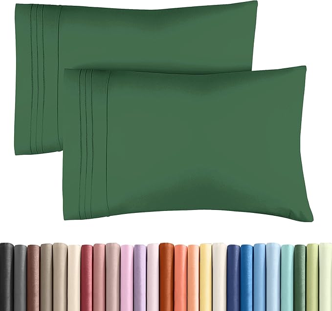 King Pillow Cases Set of 2 - Ultra Soft Hotel Quality Pillowcase Covers - Comfy, Cozy & Wrinkle Free - Shrinkage and Fade Resistant - Machine Washable Pillow Protectors - 2 Piece Set - Emerald Green