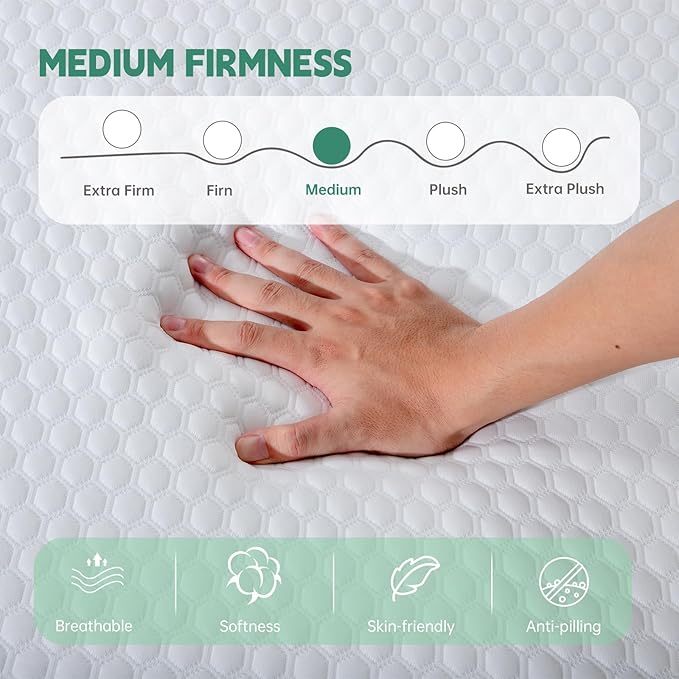 EYN Twin XL Size Mattress, 5 Inch Twin XL Size Memory Foam Mattress in a Box, Gel Memory Foam Mattress with Medium Firm Support, CertiPUR-US Certified (5'', Twin XL)