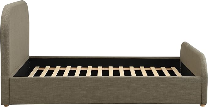 Christopher Knight Home Lanet Linen Upholstered Queen Size Bed Frame with Headboard, Modern Queen Bed Frame and Headboard, Wooden Slats Support, Easy Assembly, No Box Spring Needed, Olive Green