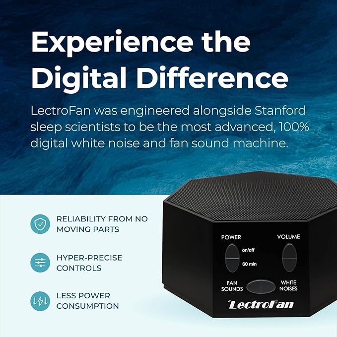 Adaptive Sound Technologies LectroFan Classic - Global Power Edition - Soothing Sound Machine for Sleep - Built-in Sleep Timer - Compact Design - Relaxation Support - Black