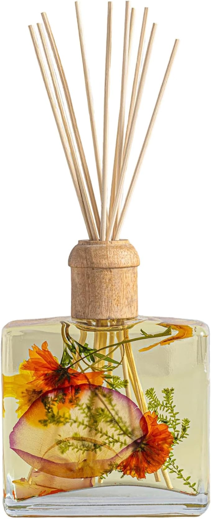 Rosy Rings Sugared Citrus Signature Botanical Reed Diffuser, Single Piece, 13 oz Last 9-12 Months Glass Natural Oils with Floral Embedded Flowers Bright Fruity Aroma, Livingroom Decor Spa Relaxation