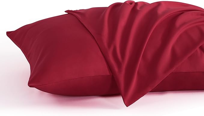 NTBAY Queen Pillow Cases Set of 2, 2 Pack Brushed Microfiber 20x30 Pillow Cases, Soft, Wrinkle, Fade, Stain Resistant Wine Red Pillow Cases with Envelope Closure, 20x30 Inches, Wine Red