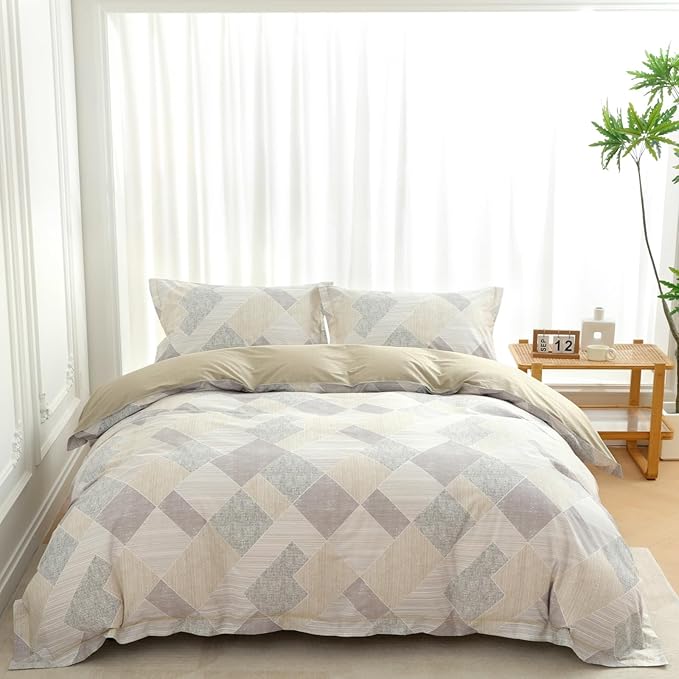 OAITE Duvet Cover Set King Size Floral Pattern Ultra Soft 100% Cotton Duvet Cover Sets 3-PC, Breathable Duvet Cover with Zipper Closure & Corner Ties(2 Pillow Shams,1 Duvet Cover)