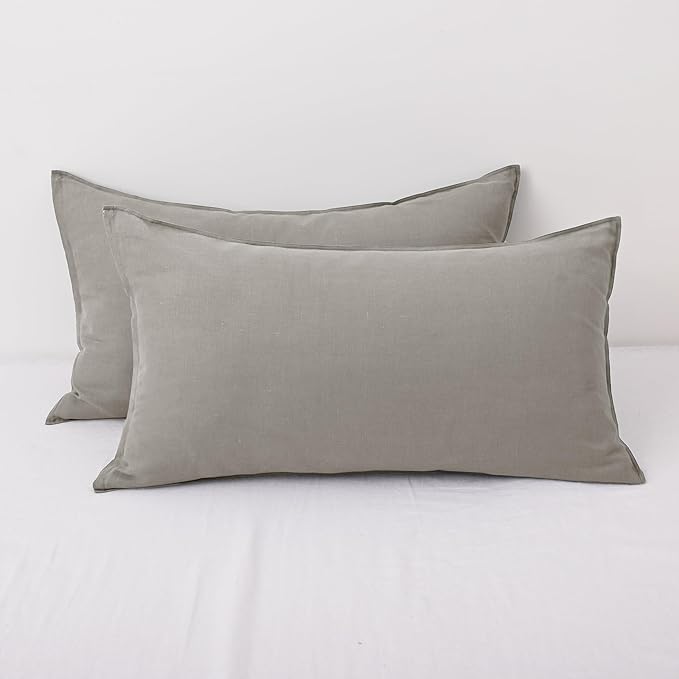 CHUFFED 100% French Linen Pillow Cases King Size Set of 2, Stone Washed Flax Pillow Covers with Zipper Closure - Breathable & Cooling for Hot Sleepers,20x36 Inches, Medium Grey