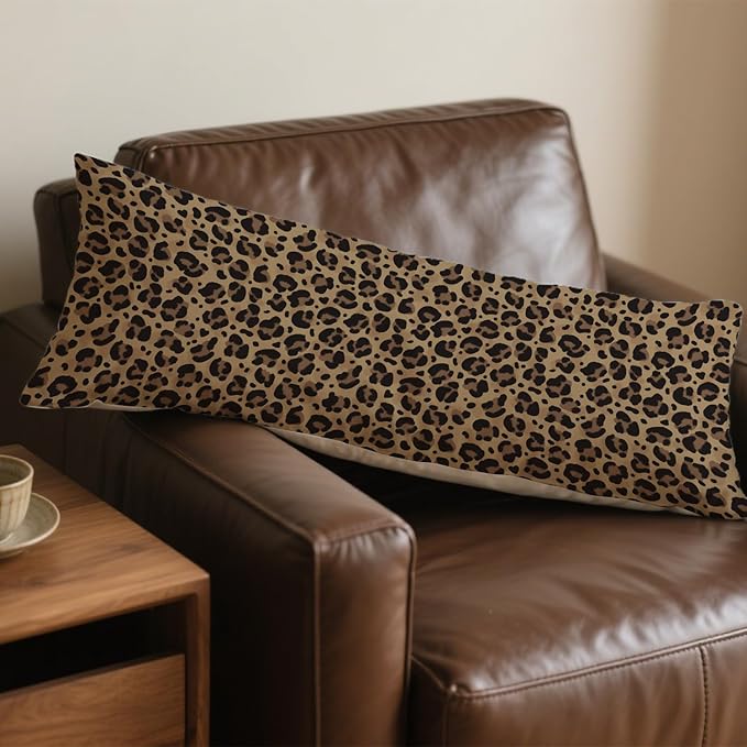 Leopard Print 20x54 Body Pillow Cover, Cheetah Print Room Decor, Trendy Wild Animal Print Aesthetic Decorative Long Body Pillow Cases for Girls Bedroom Dorm Apartment Bed Couch