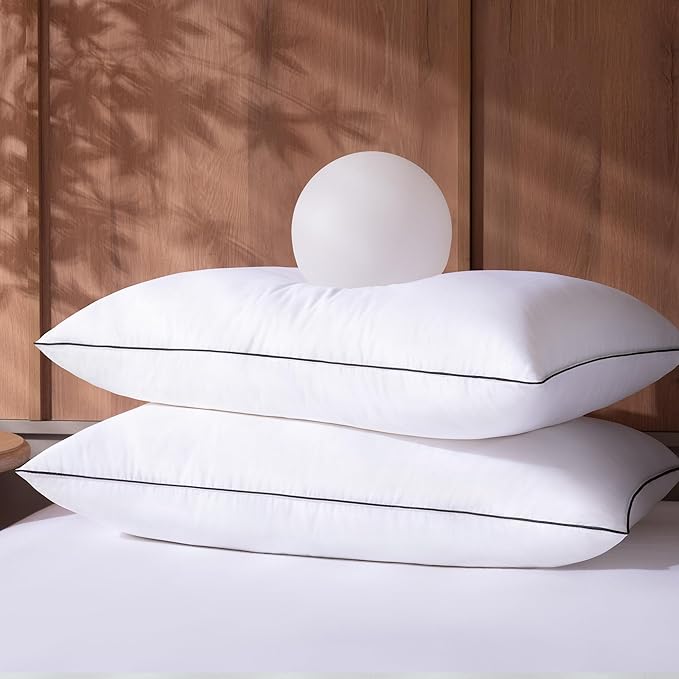 Feather Down Pillows Queen Size Set of 2, Luxury Hotel Collection Bed Pillow for Sleeping, 2 Pack, Fluffy Plush for Side, Back Sleepers Medium Firm, 20x30 in.