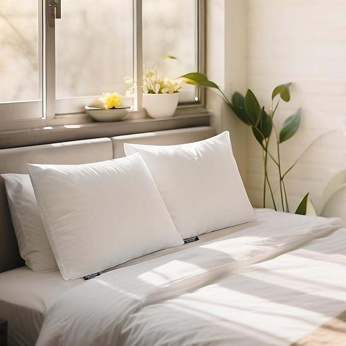 Farm To Home 100% Organic Cotton Cover Pillows King Size Set of 2, Down Alternative Hotel Quality Soft Bed Pillow for Back & Side Sleepers, Machine Washable, 20"x36", White