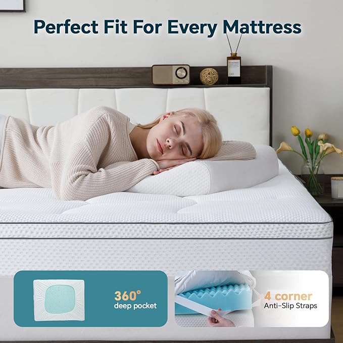 GEMBED 4 Inch Memory Foam Mattress Topper Small -Dual Layer 3 Inch Cooling Gel Memory Pad and 1 Inch Pillow Top Mattress Cover for Back Pain - 20" x 60" x 4"