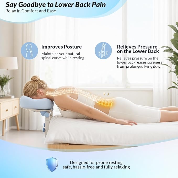 Massage Headrest for Bed, Adjustable U-Shaped Face Cradle Pillow, Portable Memory Foam Pillow for Neck Pain Relief, Ideal for Post Eye Surgery Recovery, Home Facials, Spa & Massage Table Daily Use