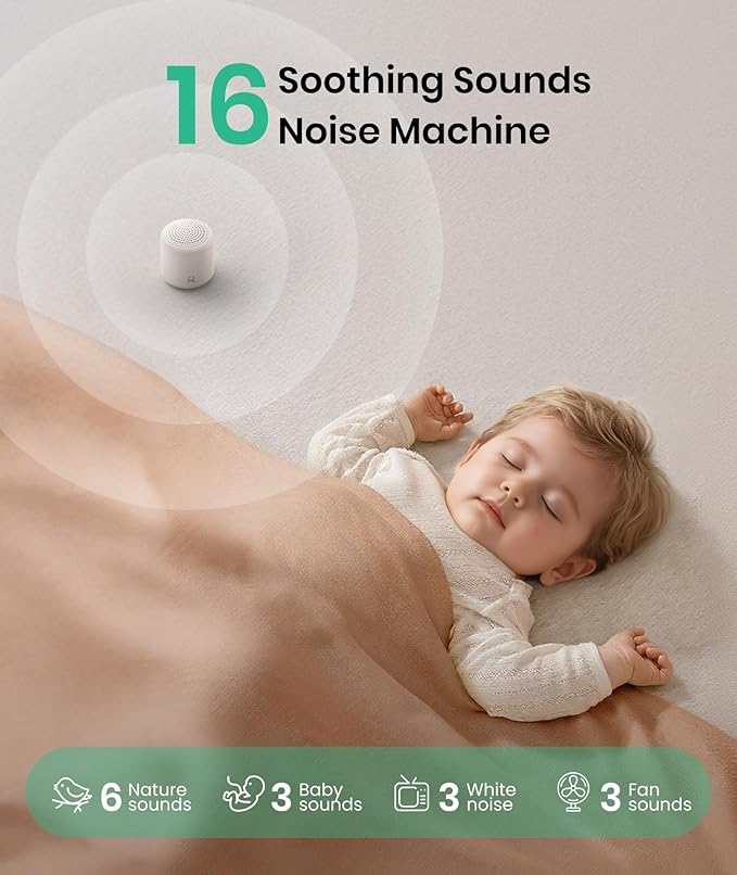 White Noise Machine for Baby, Portable Rechargeable Sound Machine with 20 Soothing Sounds & Sleep Timer for Adults, Travel, Home, Nursery (Rubber White)