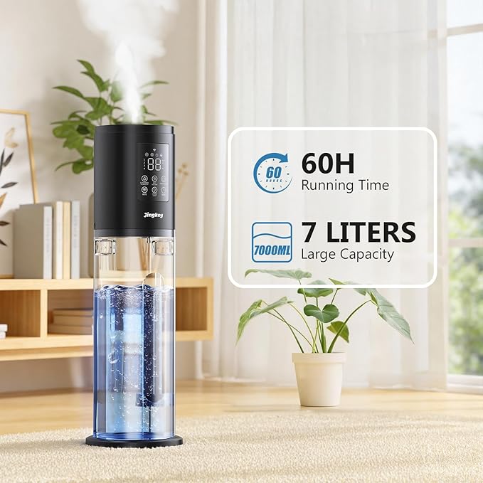 Humidifiers for Bedroom Large Room with 7L/1.85Gal Room Humidifier for Bedroom Large Humidifier, Smart App & Remote Control, 4 Mist Levels Humidifiers Midnight